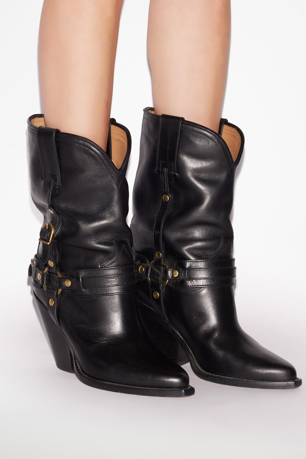 Bottes santiag lyka en cuir à brides  - Noir - Woman - 5