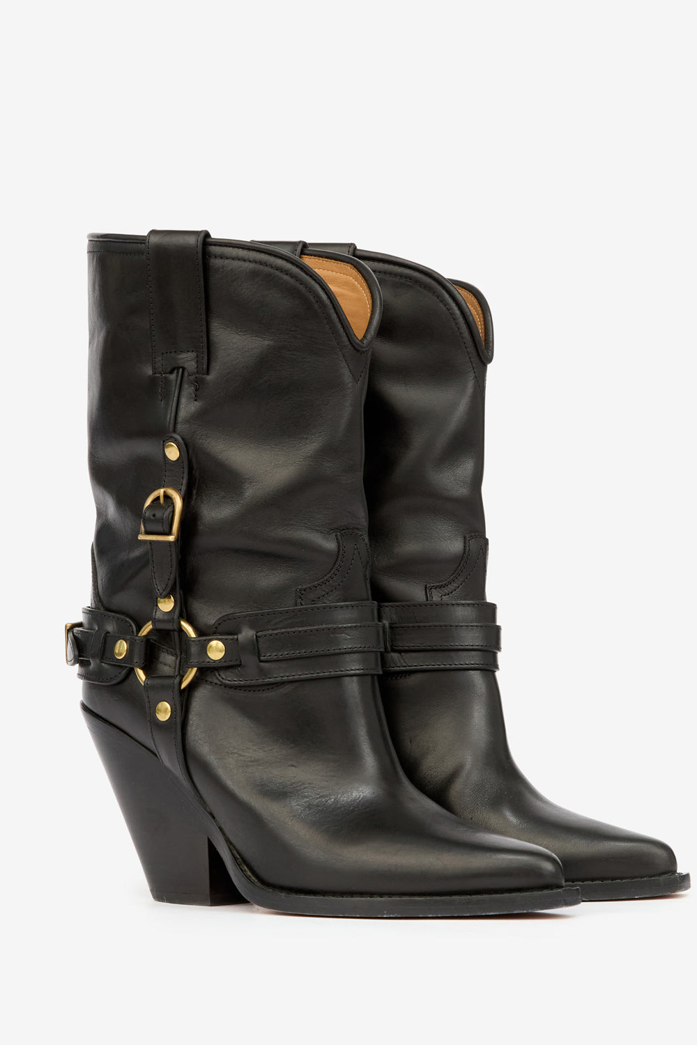 Bottes santiag lyka en cuir à brides  - Noir - Woman - 3