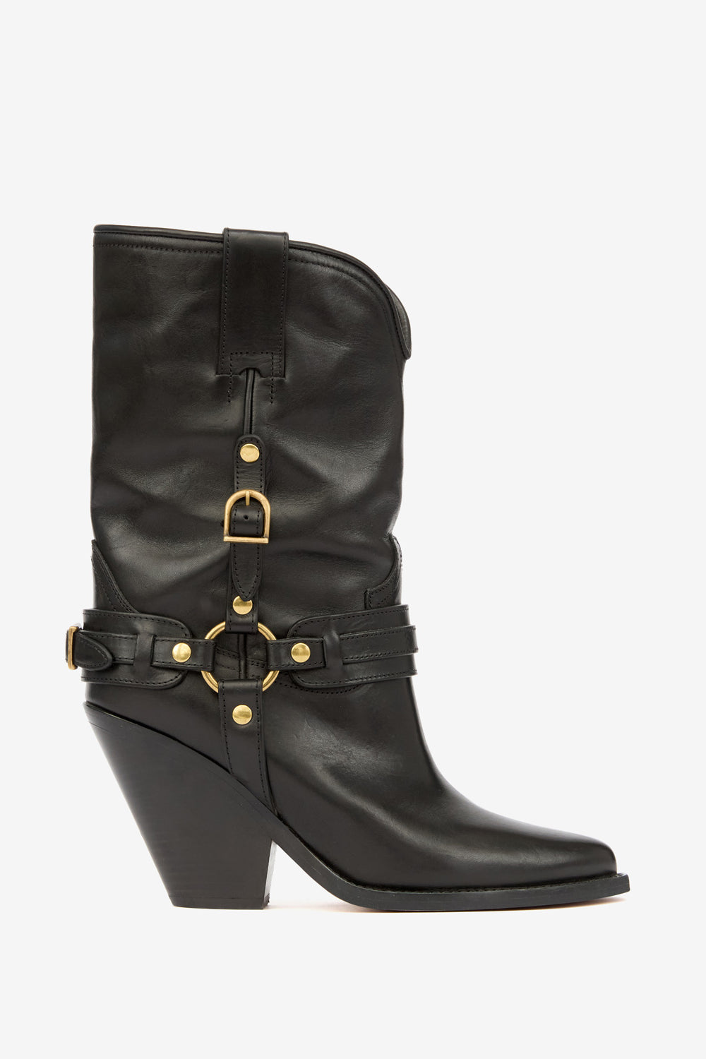 Bottes santiag lyka en cuir à brides  - Noir - Woman - 1