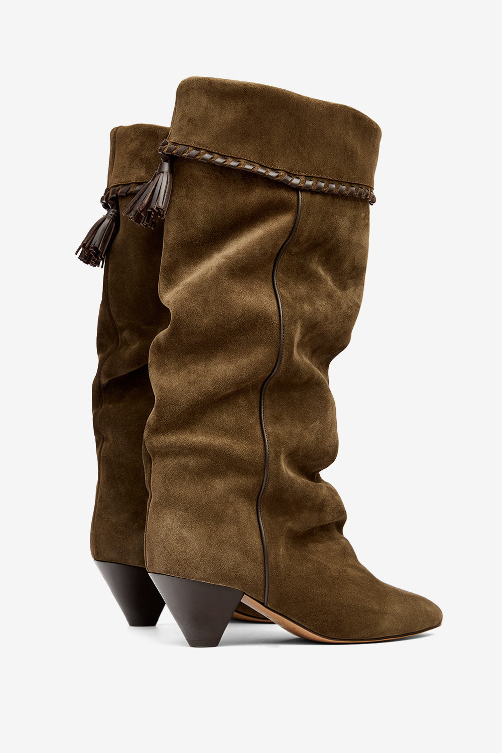 Bottes elita drapées en cuir de veau velours - Bronze - Woman - 2
