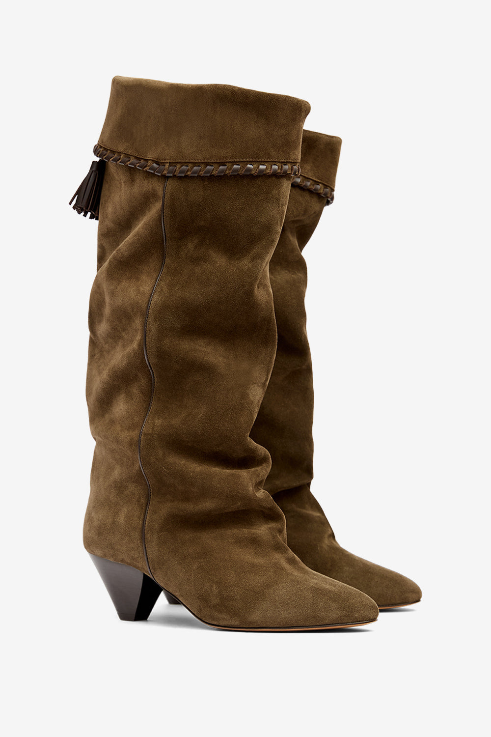 Bottes elita drapées en cuir de veau velours - Bronze - Woman - 3