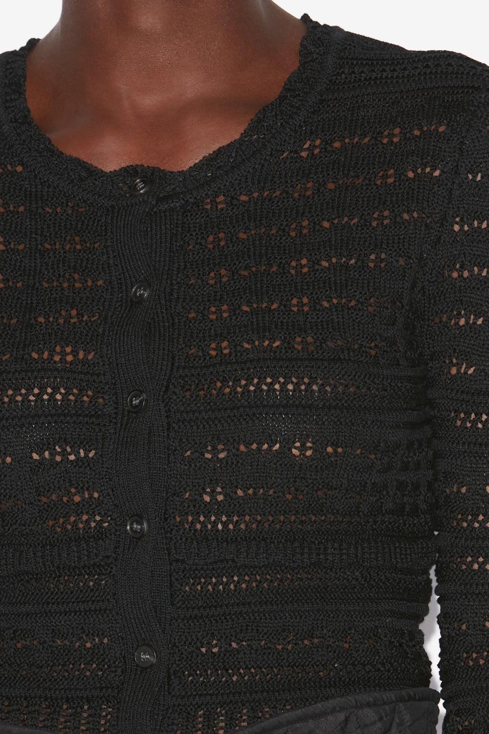 Ajaline short openwork knit cardigan - Black - Woman - 3