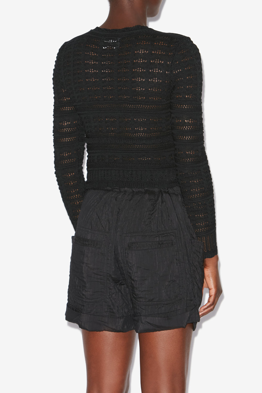 Ajaline short openwork knit cardigan - Black - Woman - 5