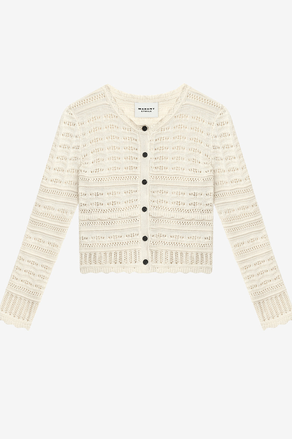 Ajaline 透かし編みニット ショートカーディガン - 生成り - Woman - 1
