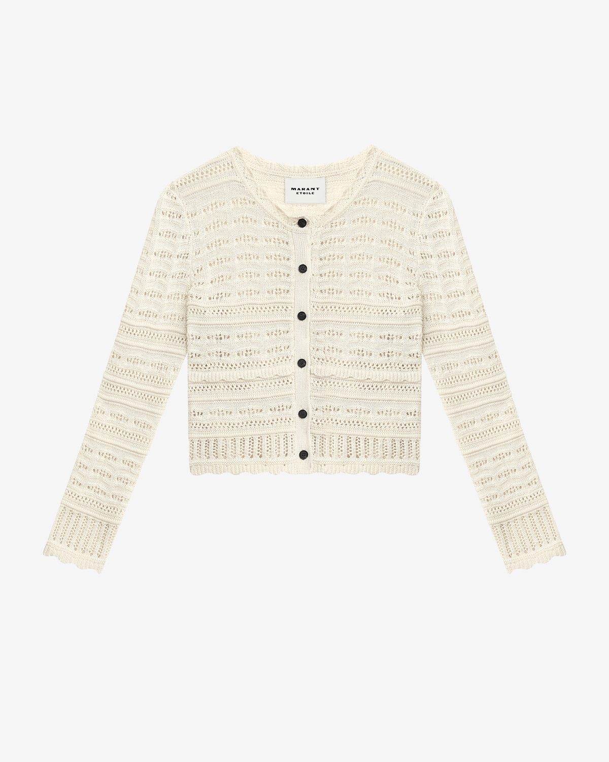 Ajaline 透かし編みニット ショートカーディガン - 生成り - Woman - 5
