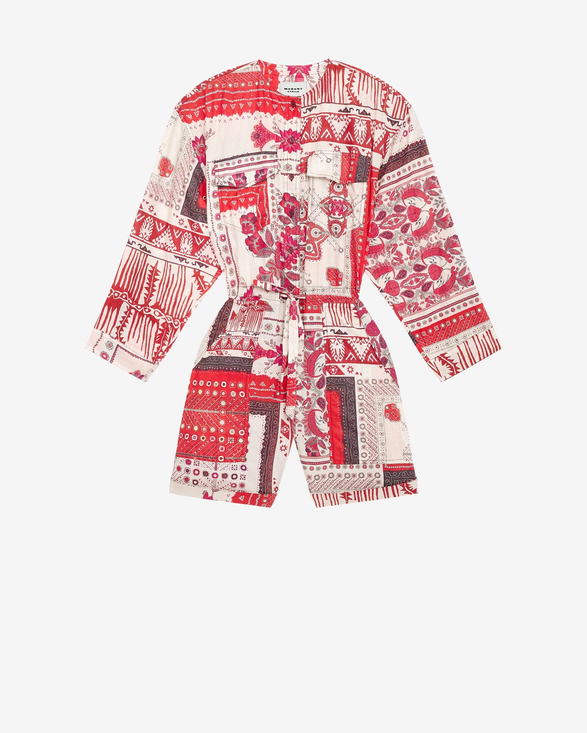 Mono corto de gasa de algodón estampado niely - Red and ecru - Woman - 5