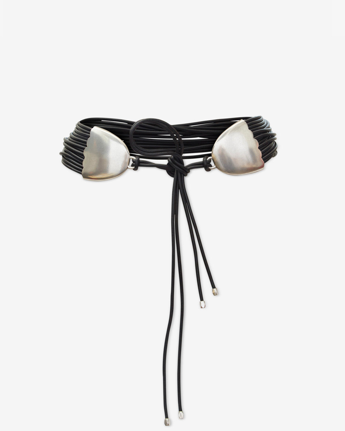 Cintura da annodare in pelle di agnello - Black and silver - Woman - 1