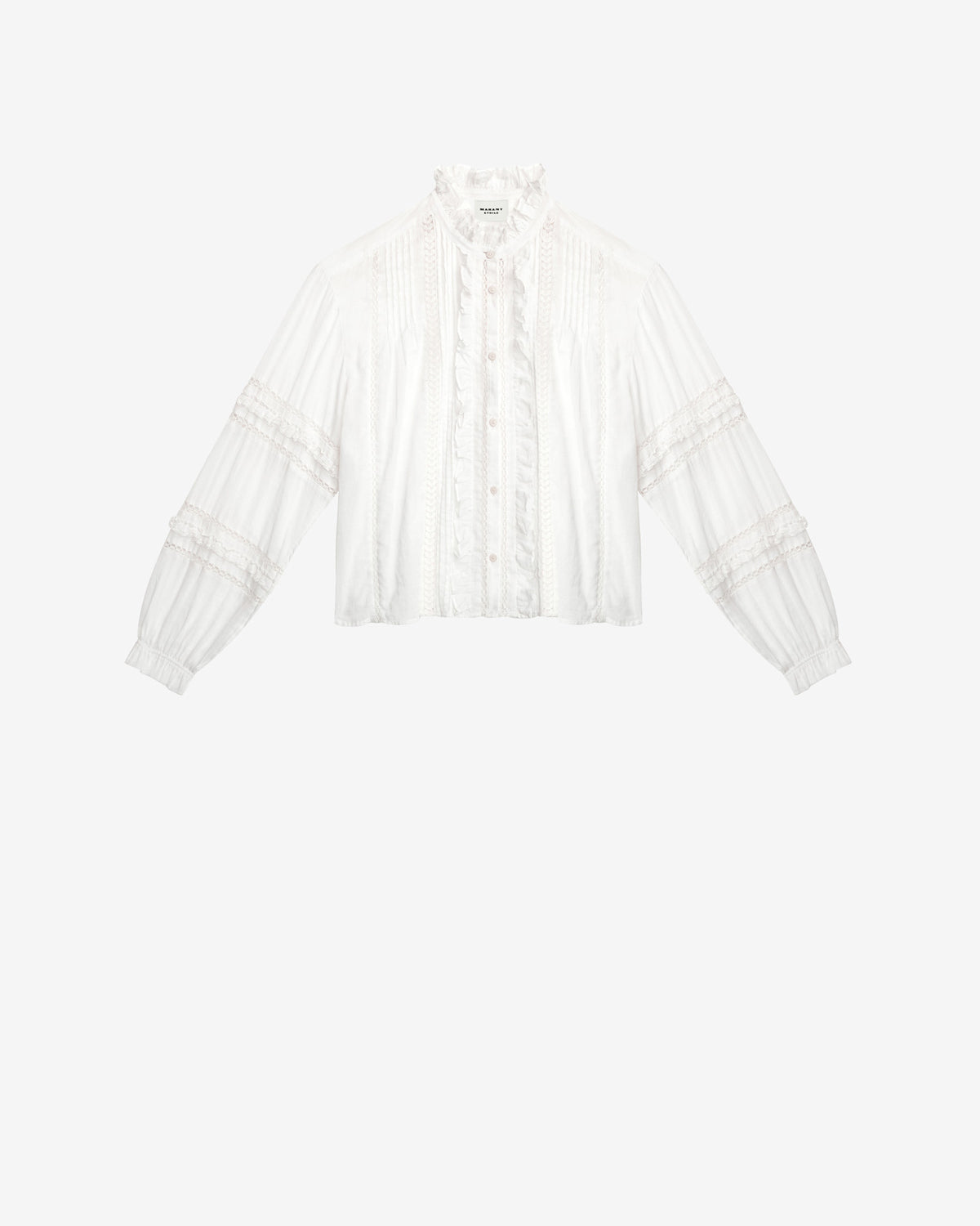 Camicia valda in voile di cotone finemente lavorato - Bianco - Woman - 5
