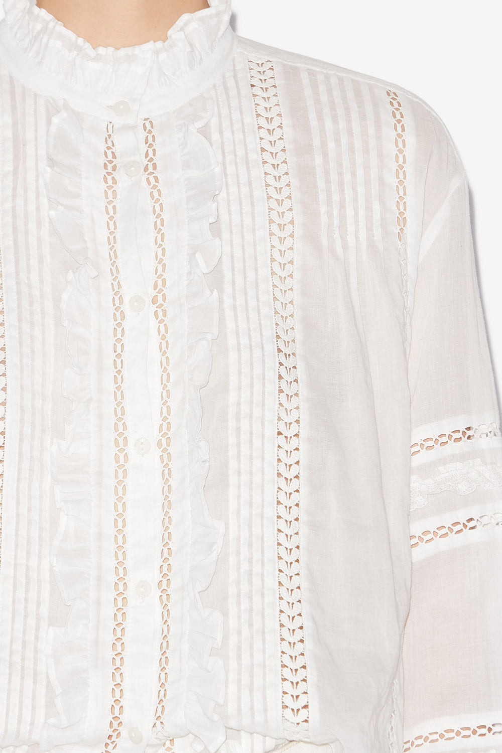 Valda openwork cotton voile shirt - White - Woman - 3