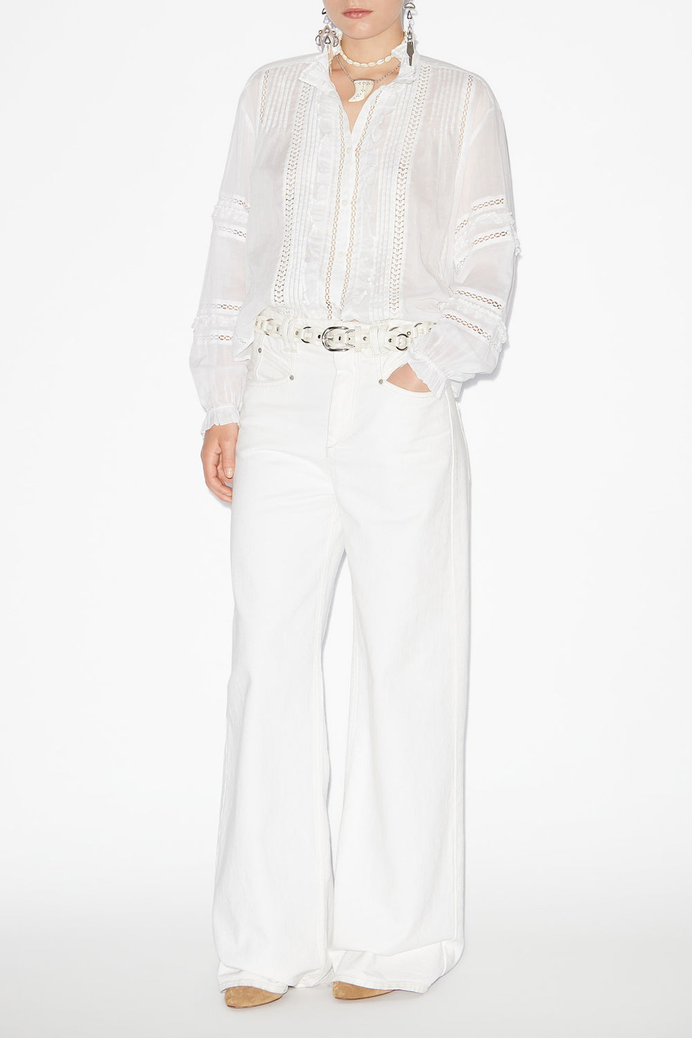 Valda openwork cotton voile shirt - White - Woman - 2