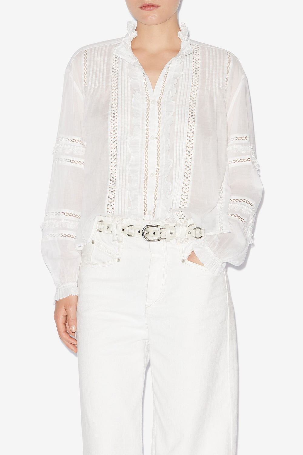 Valda openwork cotton voile shirt - White - Woman - 4