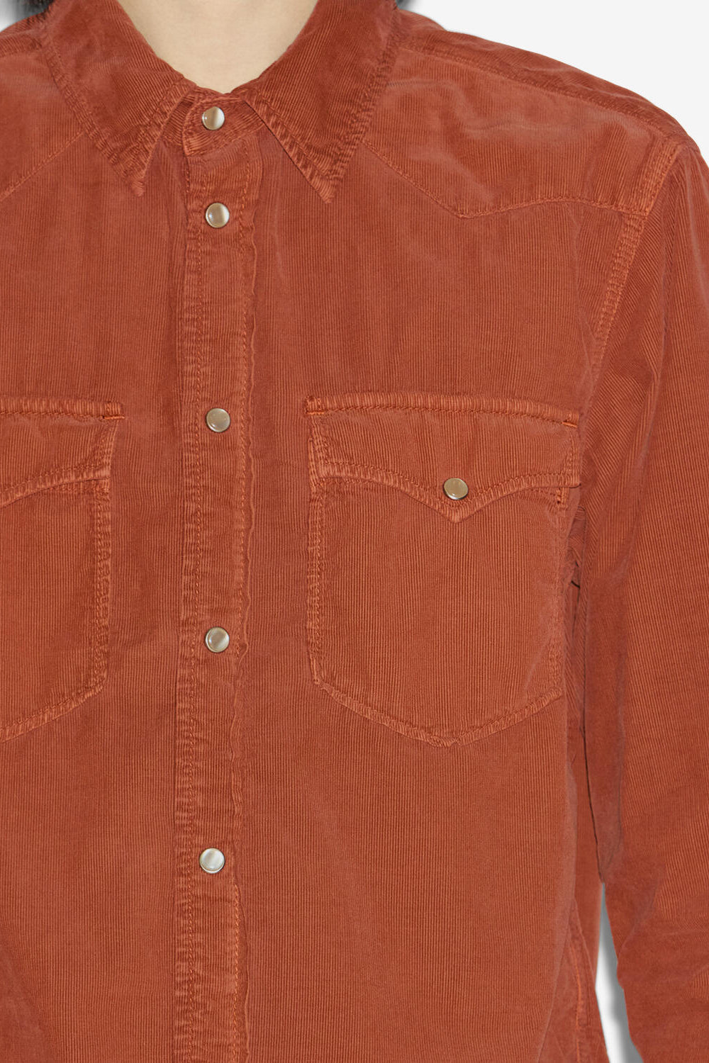 Chemise western vasco en velours côtelé - Orange - Man - 3