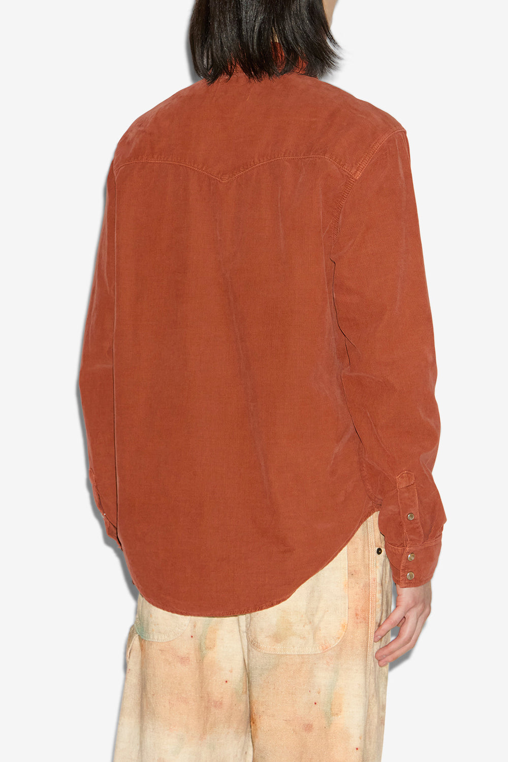 Chemise western vasco en velours côtelé - Orange - Man - 5