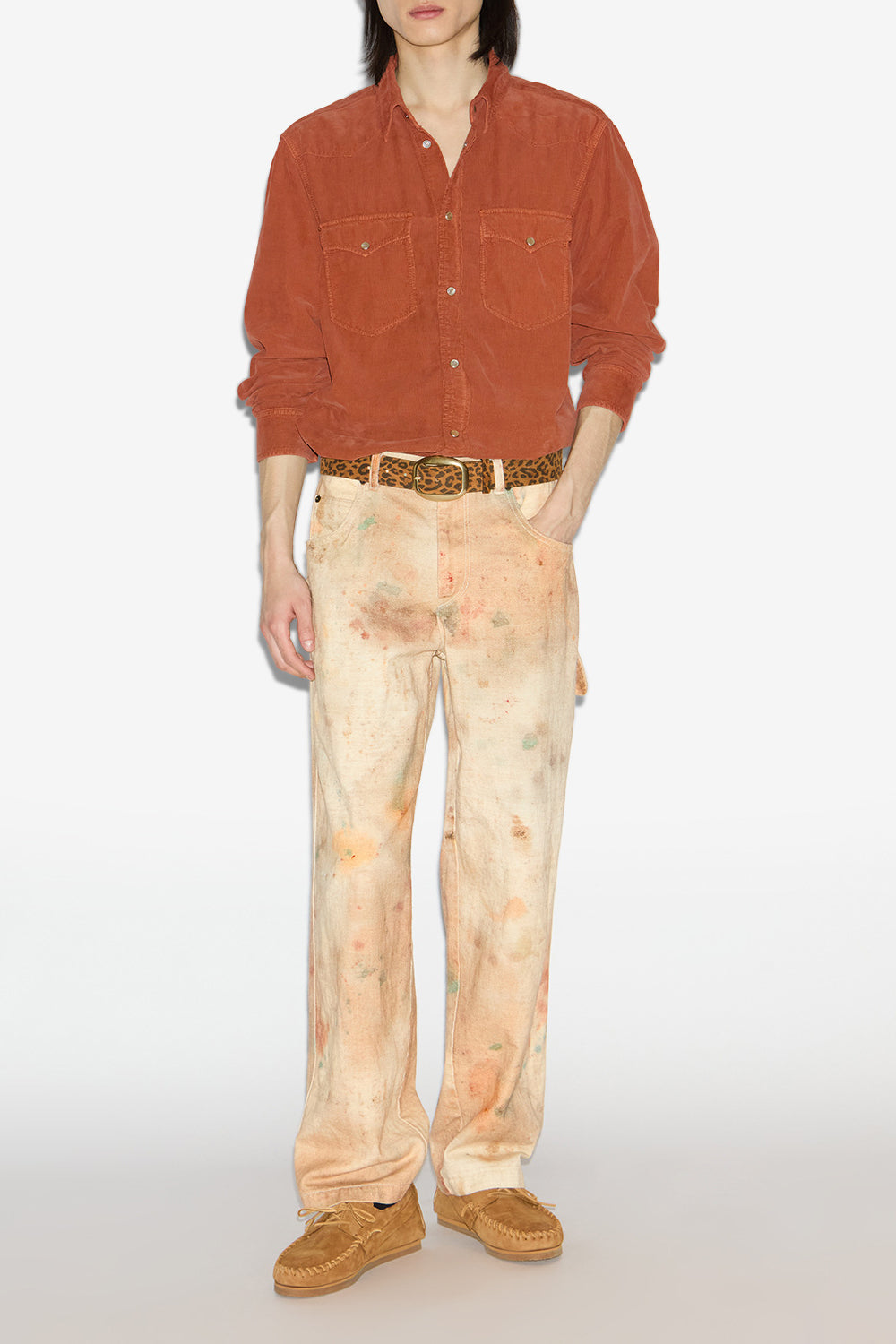 Chemise western vasco en velours côtelé - Orange - Man - 2
