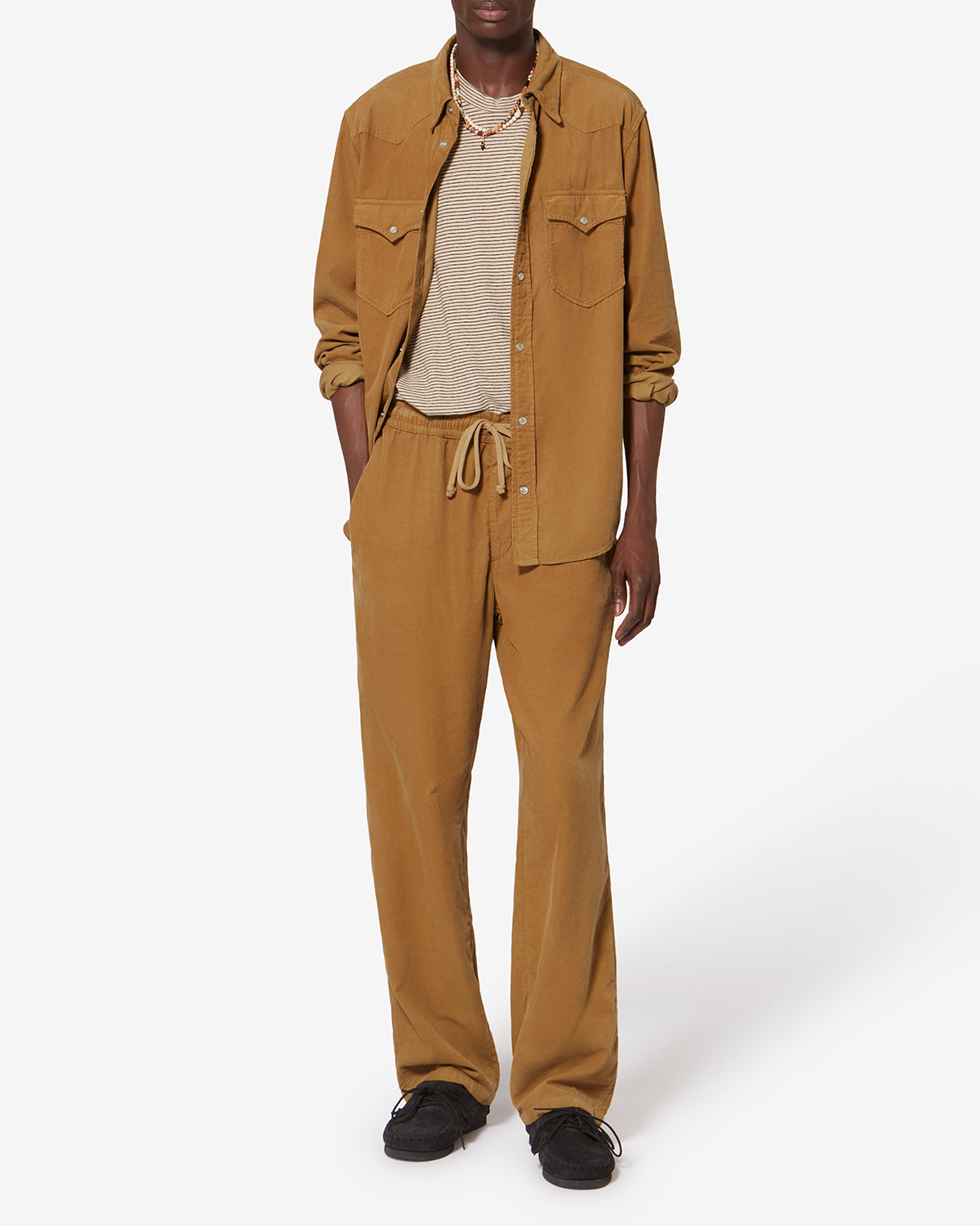 Westernhemd aus cordsamt vasco - Light bronze - Man - 1