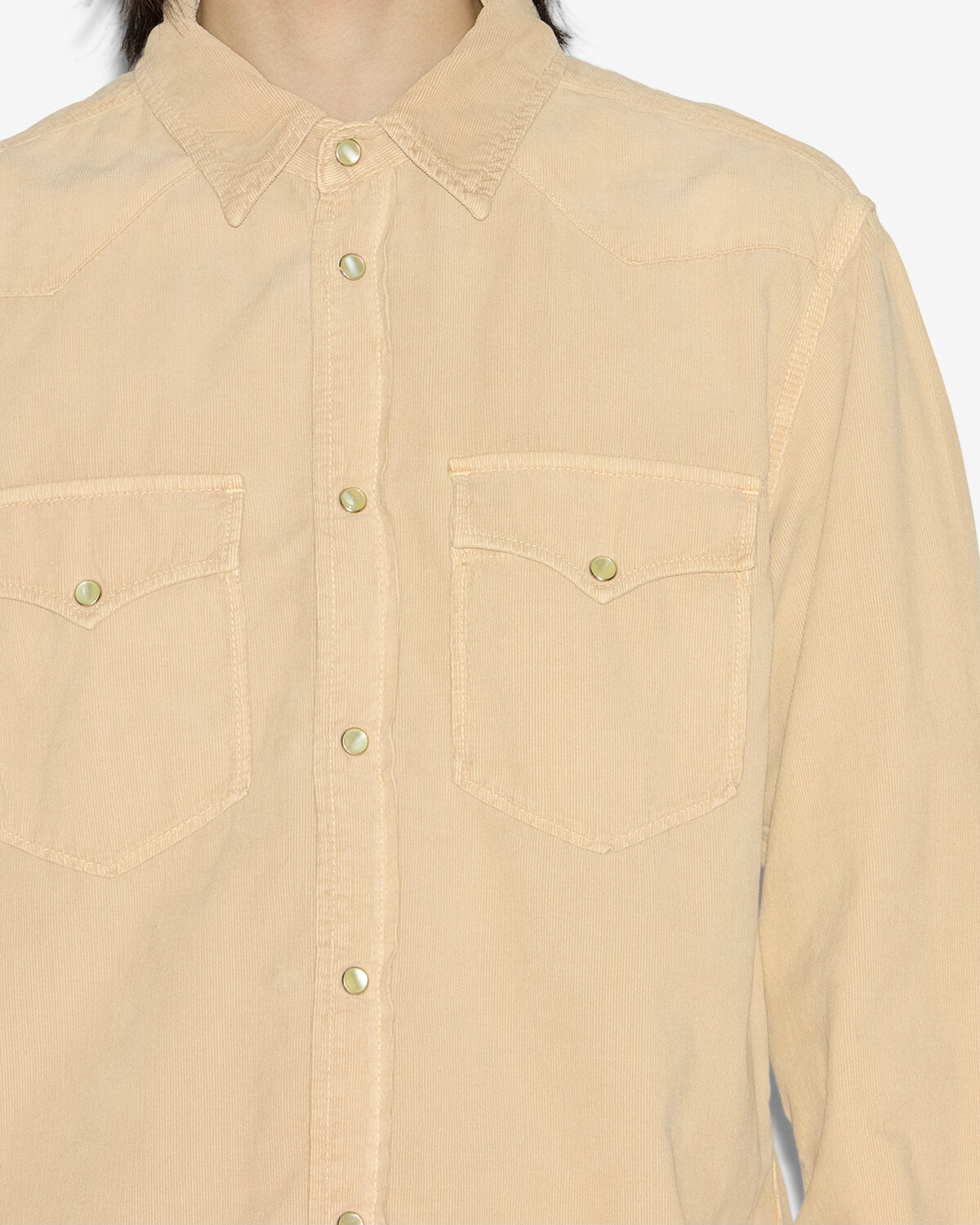 Camicia western vasco in velluto a coste - Beige - Man - 2