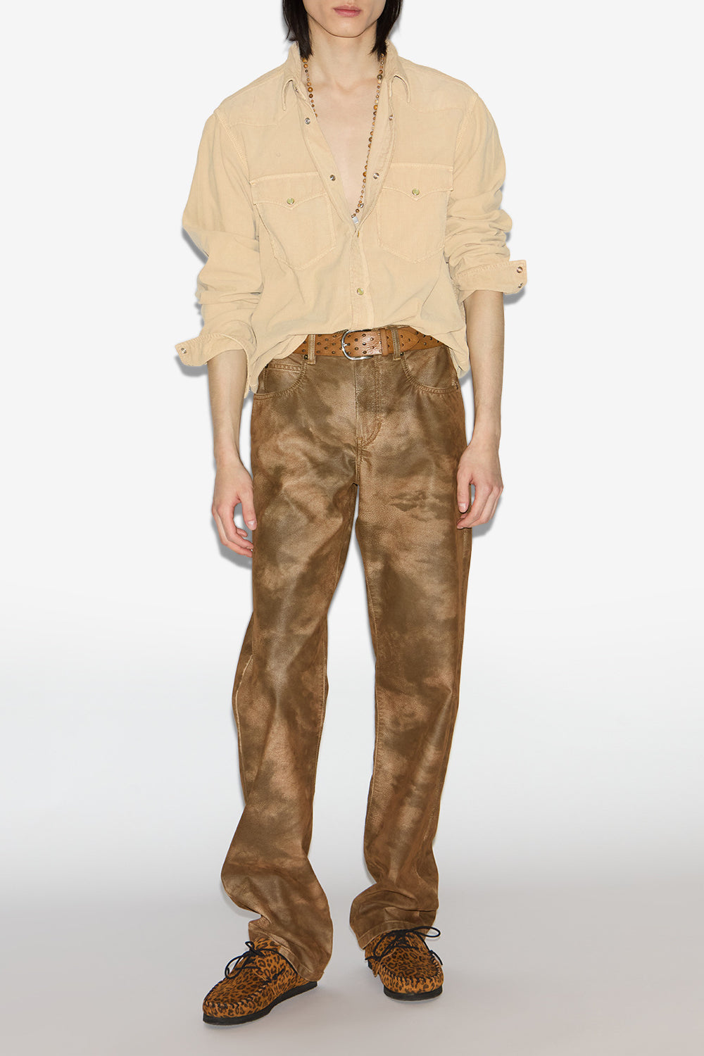 Chemise western vasco en velours côtelé - Beige - Man - 2