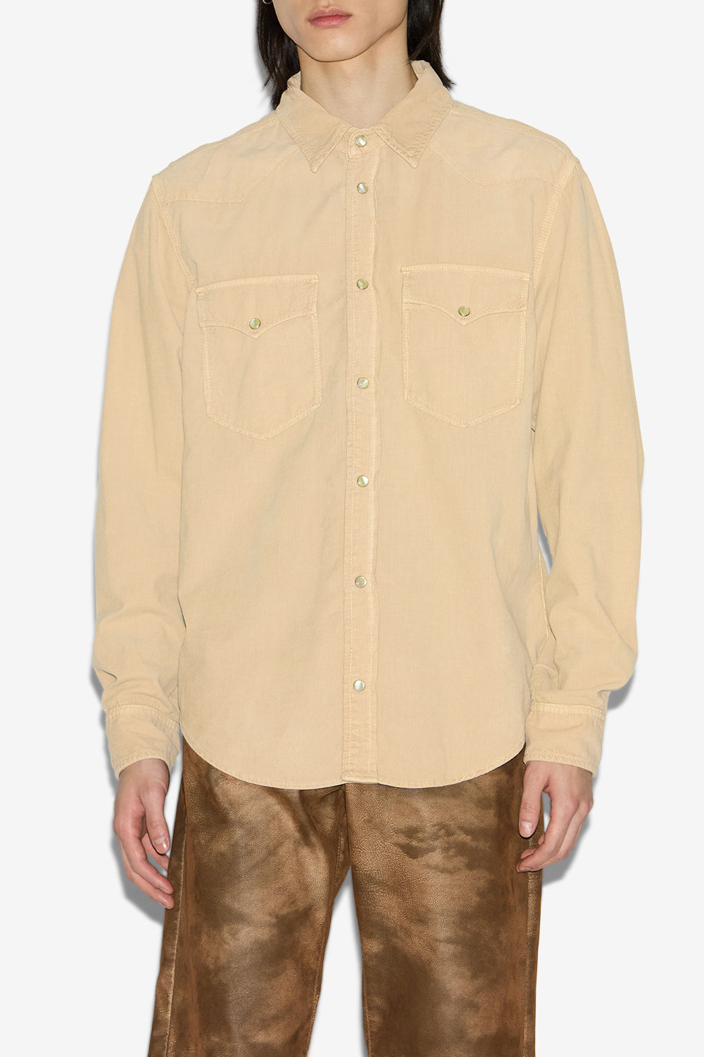 Chemise western vasco en velours côtelé - Beige - Man - 4