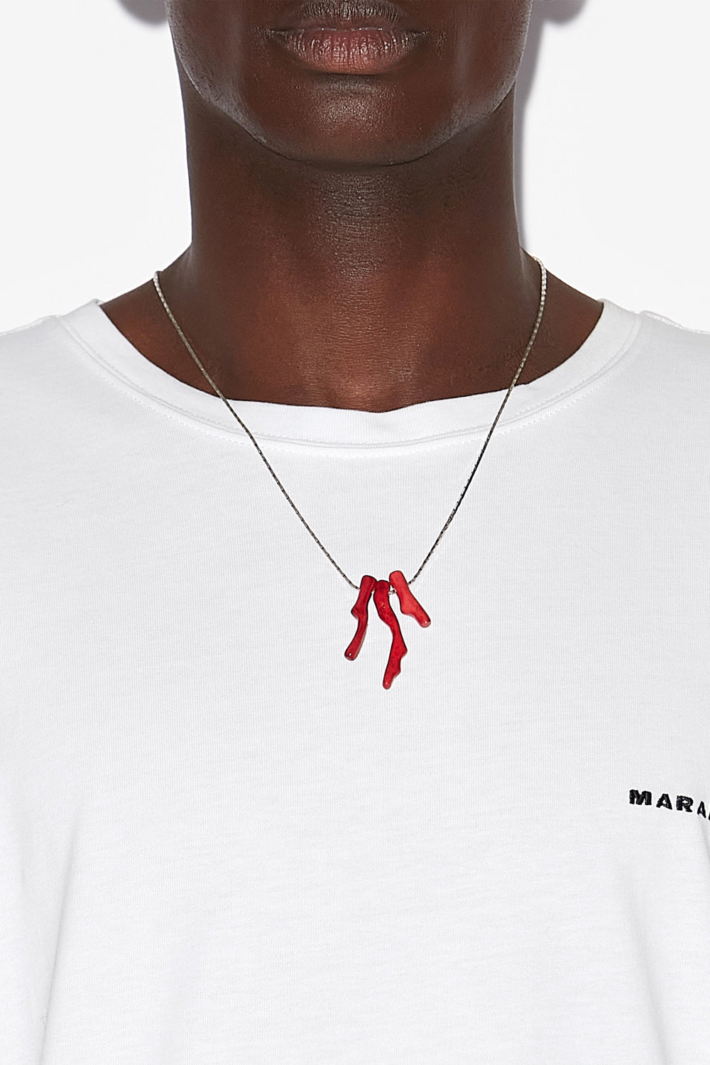 Collana jolan con pendente effetto corallo - Red-silver - Man - 2