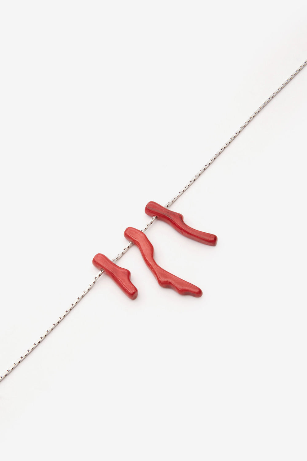 Collana jolan con pendente effetto corallo - Red-silver - Man - 3