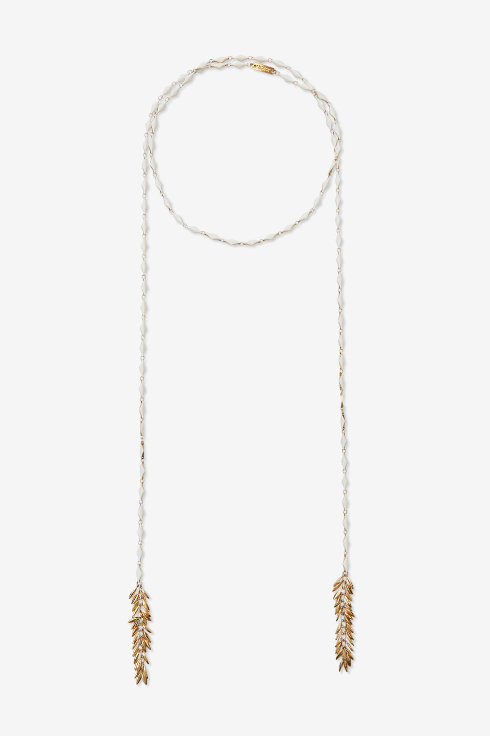 Zaltana enameled brass scarf necklace - Ecru - Woman - 1