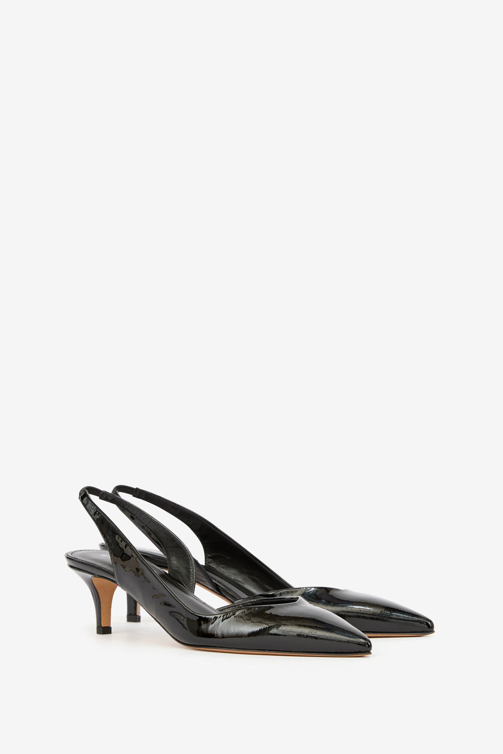 Décolleté slingback padim con tacco in pelle verniciata - Nero - Woman - 3