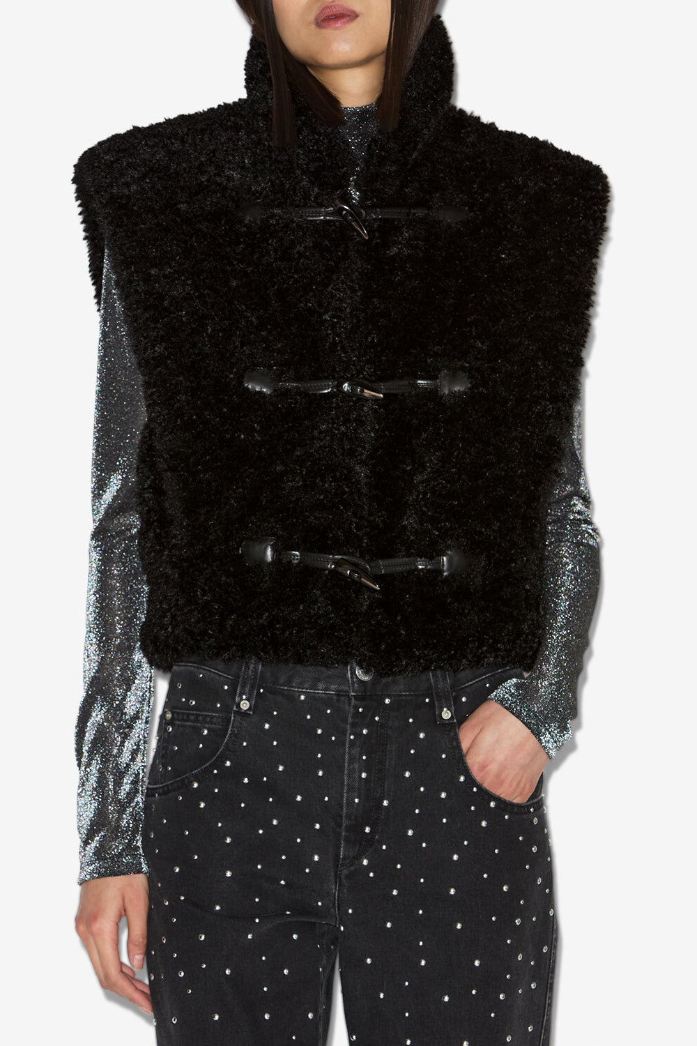 Gilet sans manches fausse fourrure alisa - Noir - Woman - 4