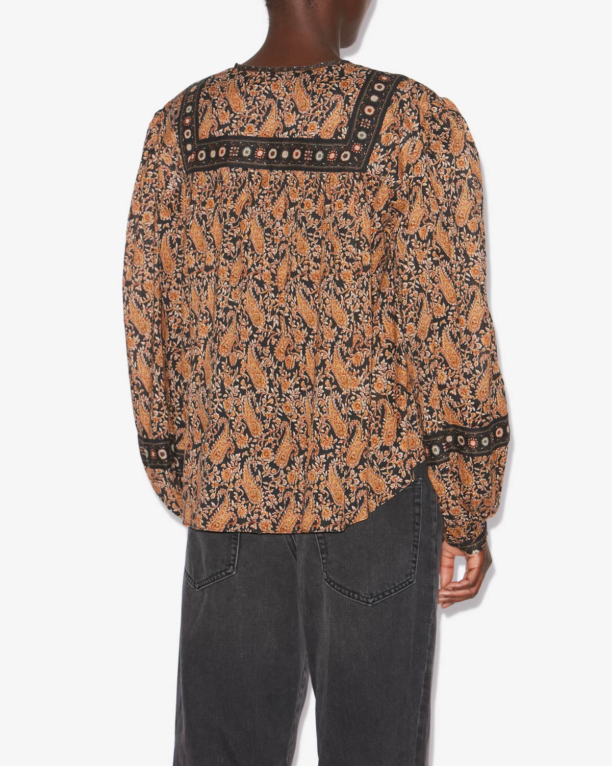 Blusa gayle in voile di cotone con stampa - Nero - Woman - 4