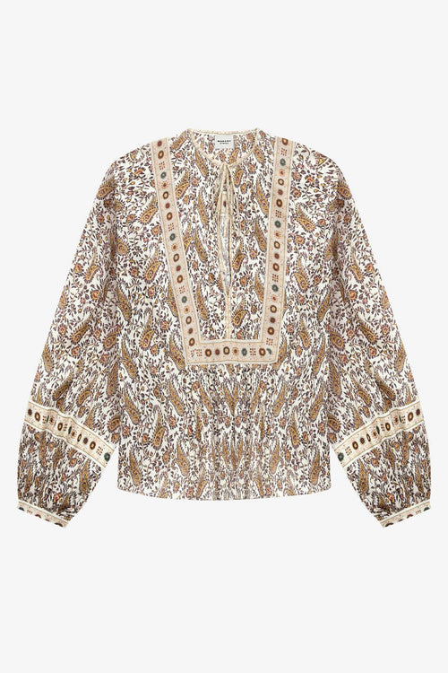 Blusa gayle in voile di cotone con stampa - Ecru - Woman