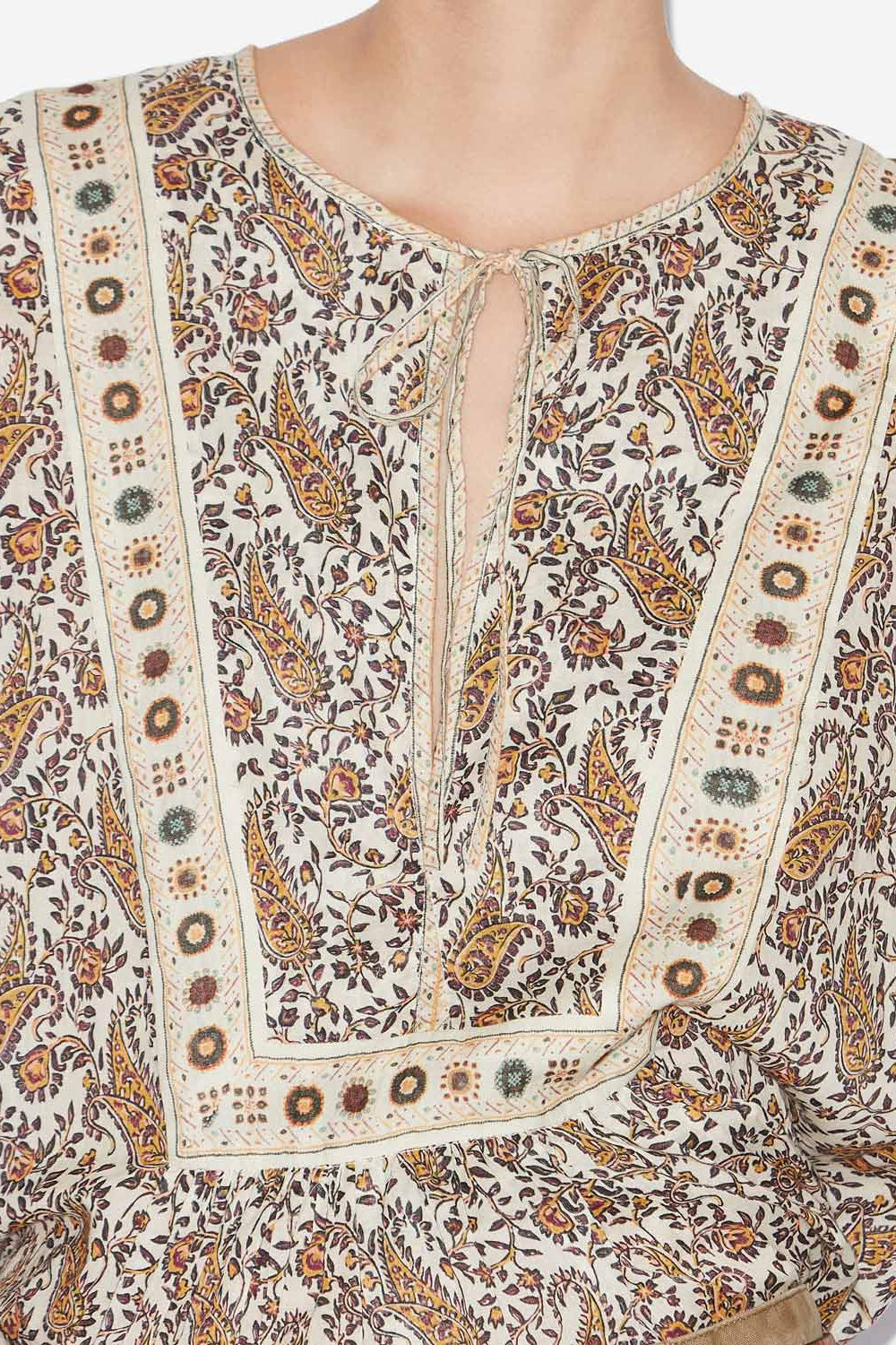 Blusa gayle in voile di cotone con stampa - Ecru - Woman - 3