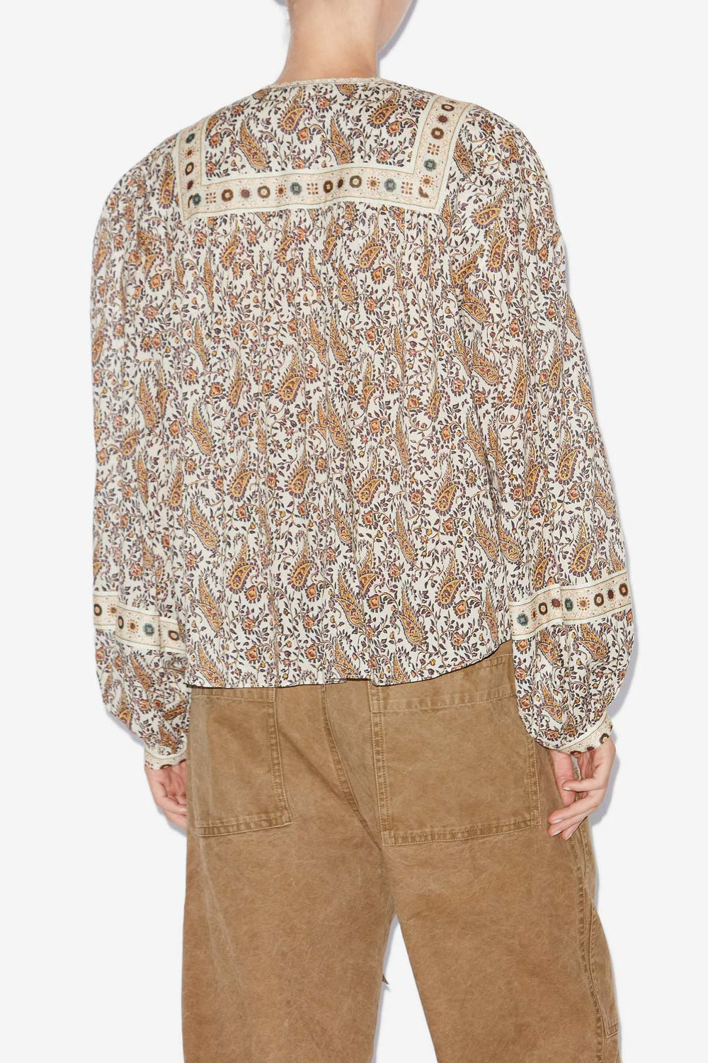 Blusa gayle in voile di cotone con stampa - Ecru - Woman - 5