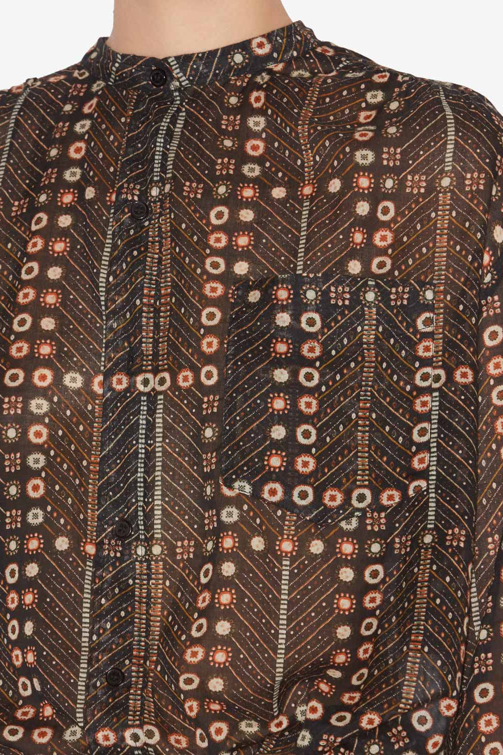 Chemisier mexika in voile di cotone con stampa - Nero lavato - Woman - 3