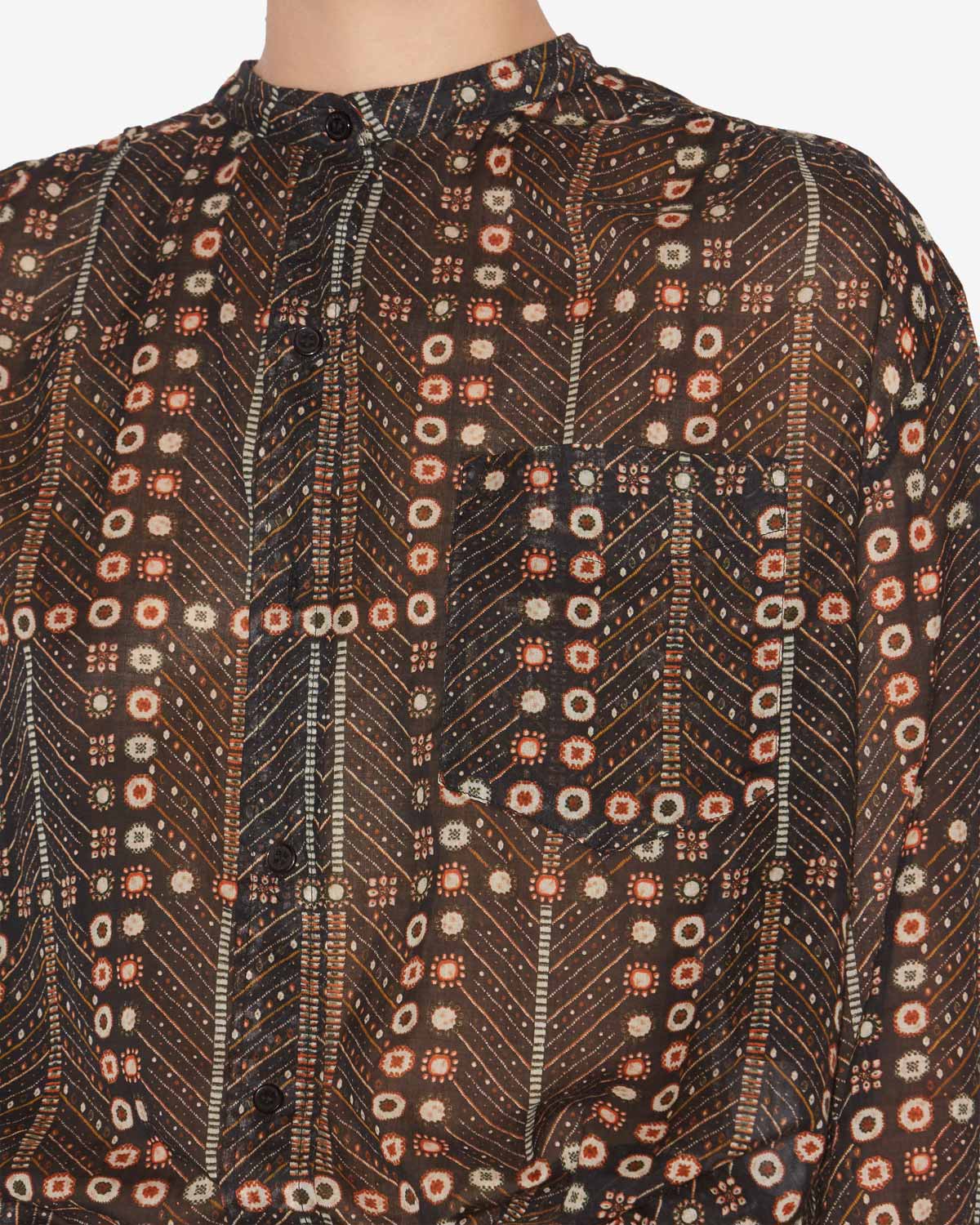 Chemisier mexika en voile de coton imprimé - Noir délavé - Woman - 2