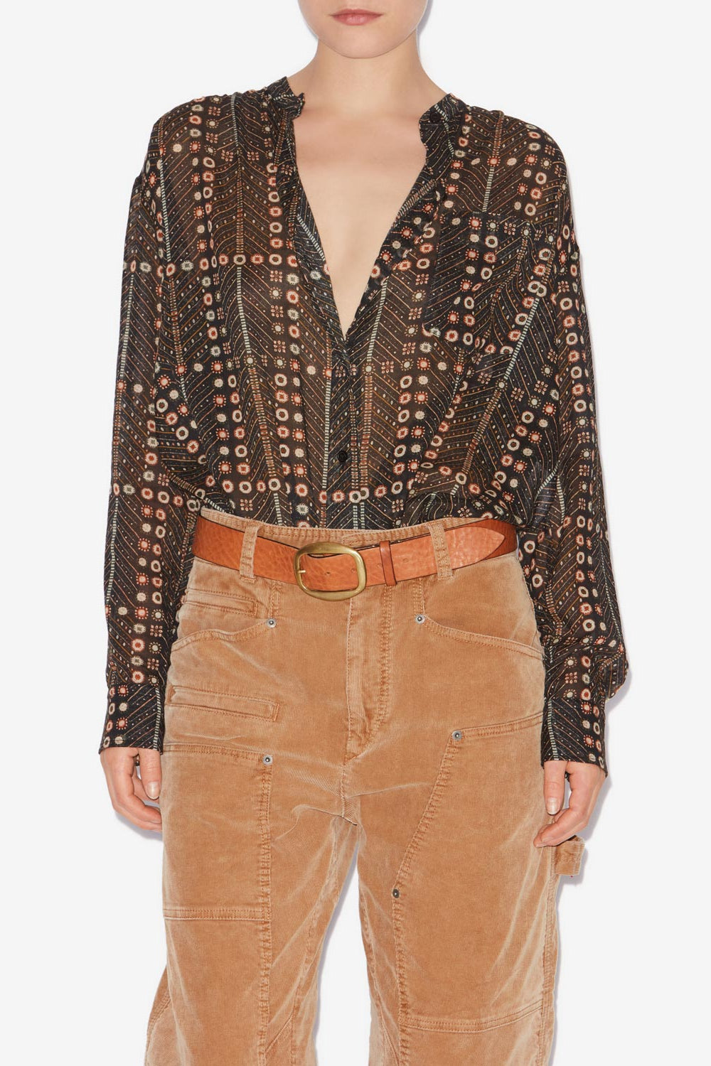 Chemisier mexika in voile di cotone con stampa - Nero lavato - Woman - 4