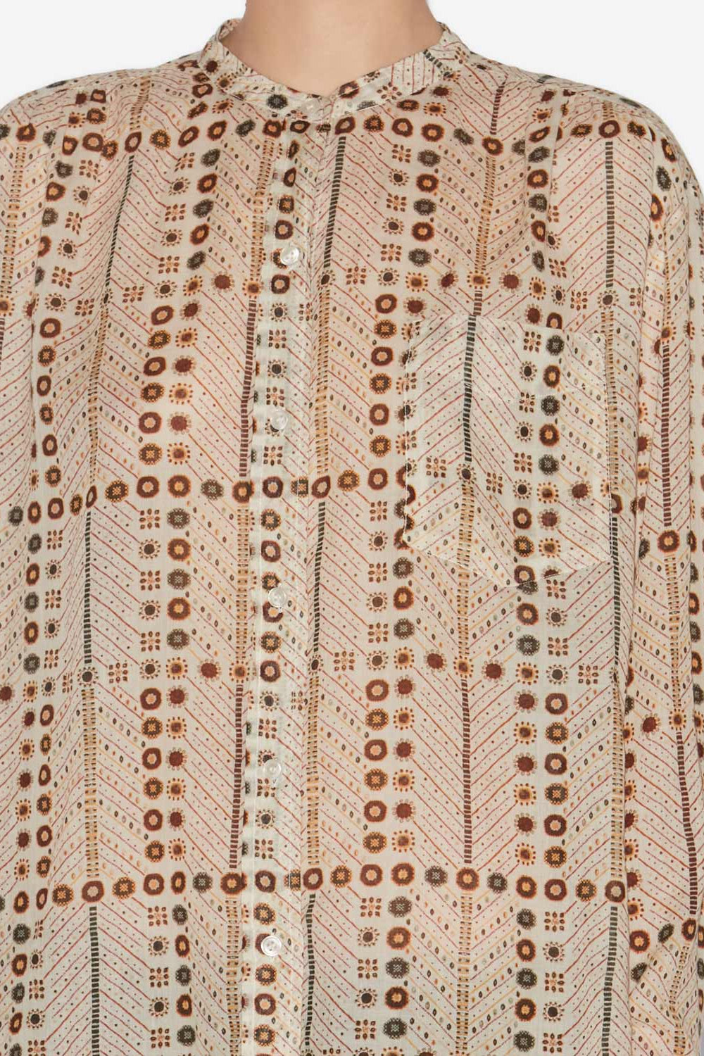 Chemisier mexika en voile de coton imprimé - Écru - Woman - 3