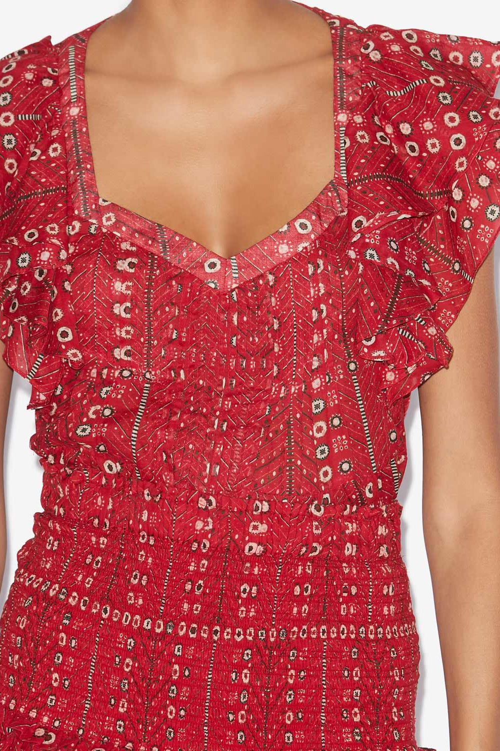 Top madrana en voile de coton imprimé - Rouge - Woman - 3