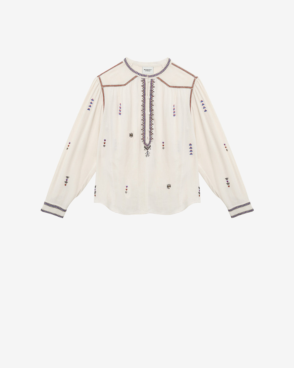 Blusa pelson in garza ricamata - Ecru - Woman - 5