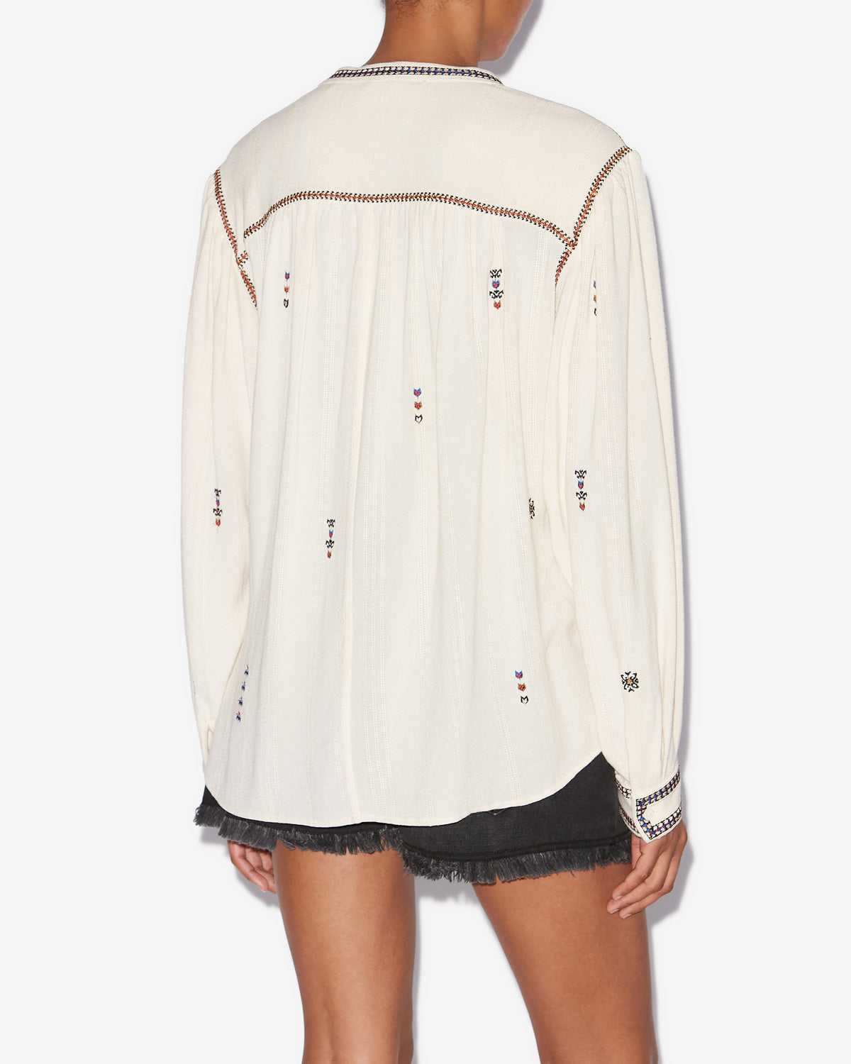 Blusa pelson in garza ricamata - Ecru - Woman - 4