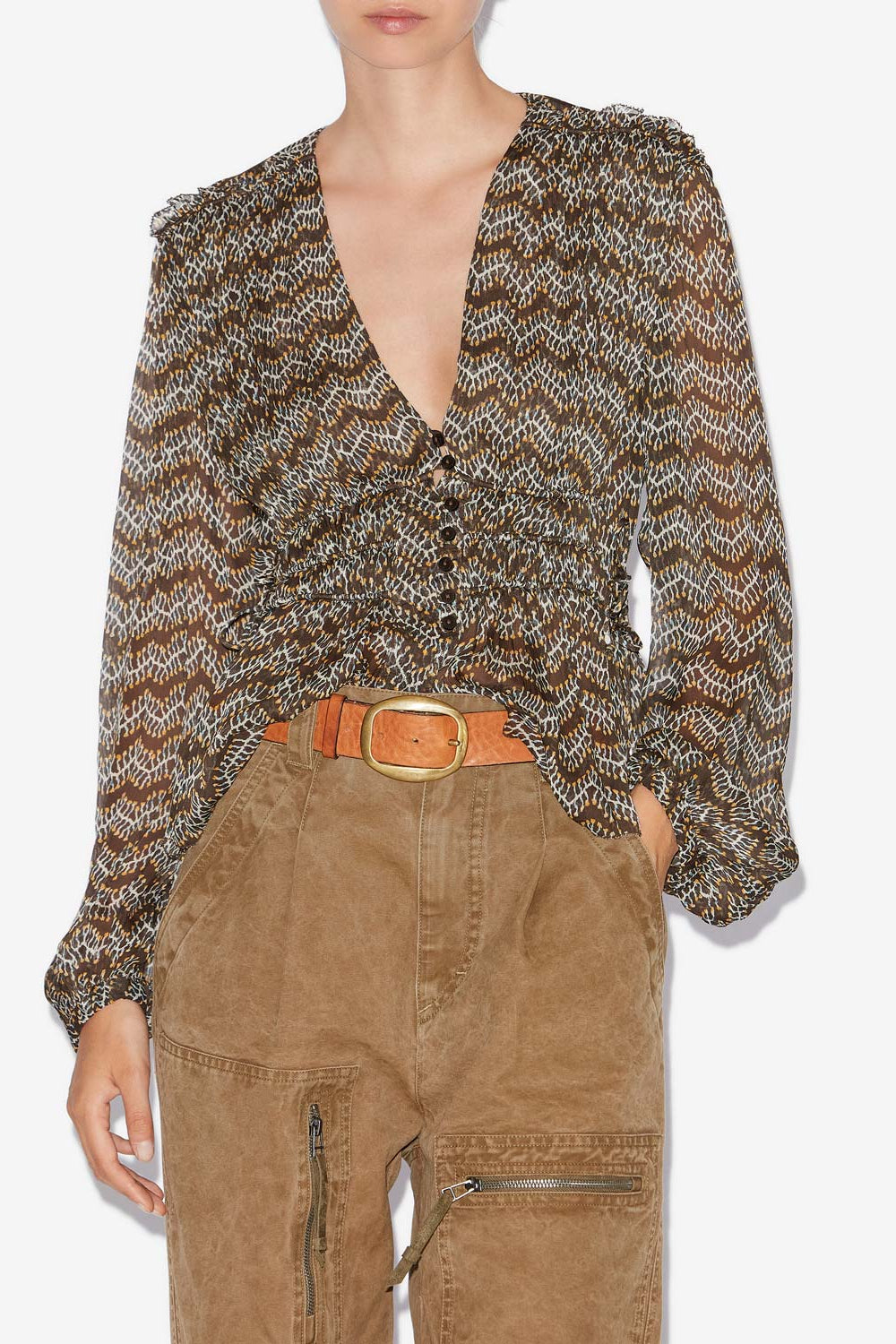 Top axeline in mussola arricciata - Nero lavato - Woman - 4