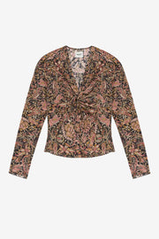 Top con stampa zekia a maniche lunghe - Black-ochre - Woman