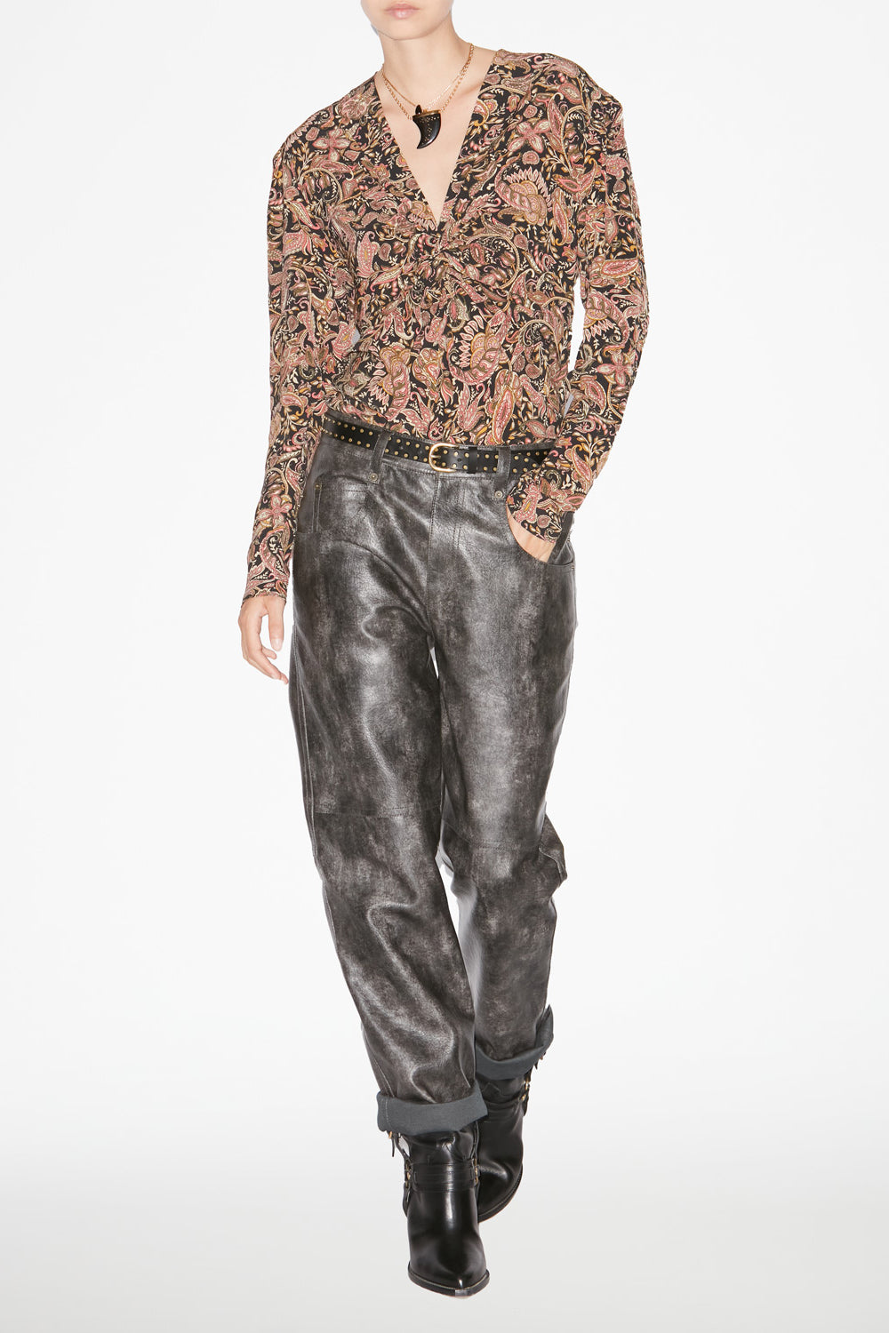 Top con stampa zekia a maniche lunghe - Black-ochre - Woman - 2