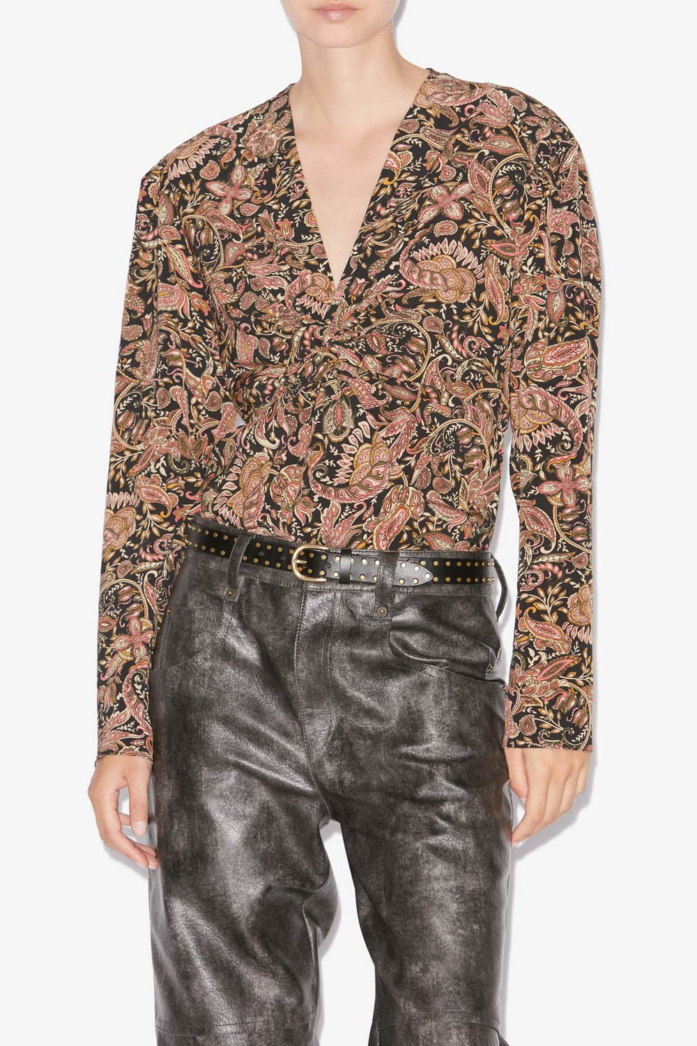 Top con stampa zekia a maniche lunghe - Black-ochre - Woman - 4