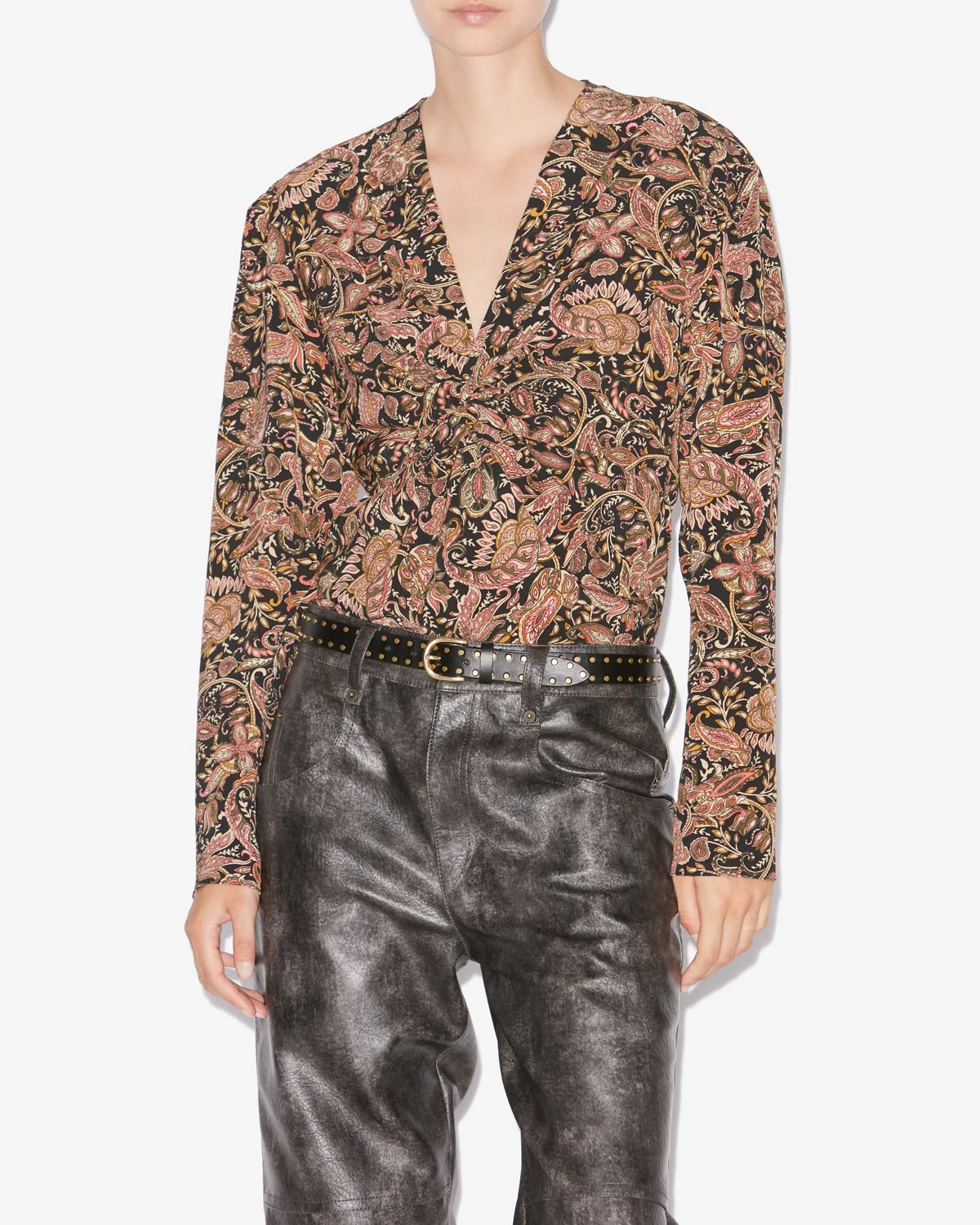 Top con stampa zekia a maniche lunghe - Black-ochre - Woman - 3