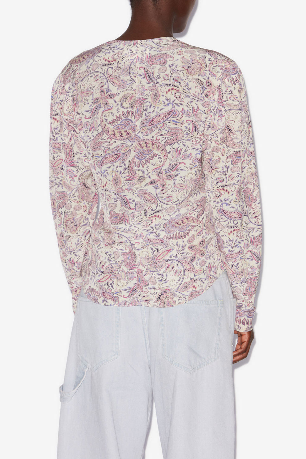 Top con stampa zekia a maniche lunghe - Ecru-purple - Woman - 5