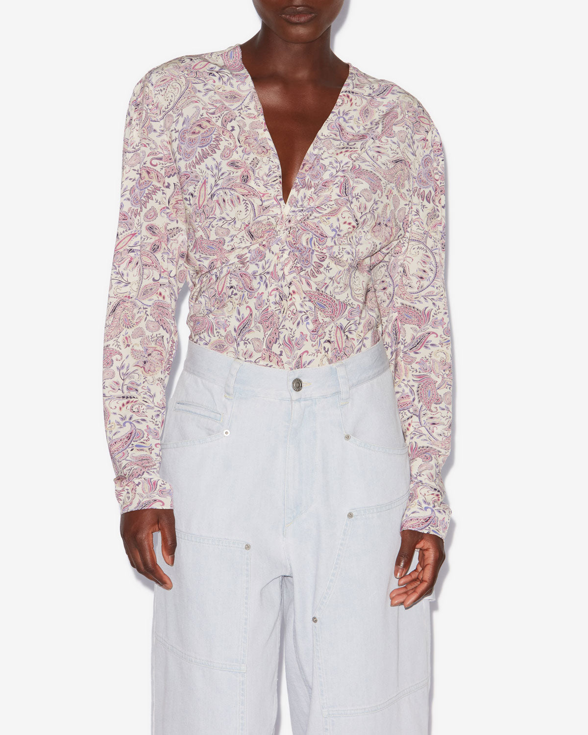 Top estampado de manga larga zekia - Ecru-purple - Woman - 3