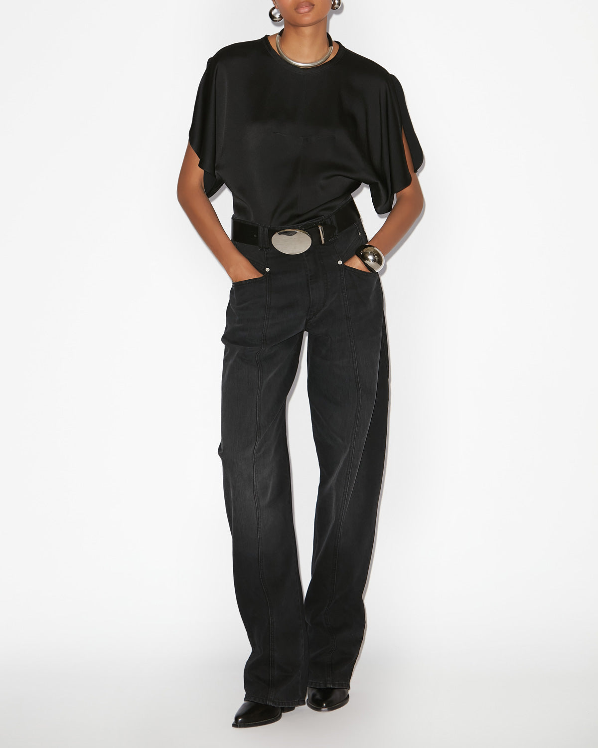 칼리타 새틴 탑 - 검은색 - Woman - 1