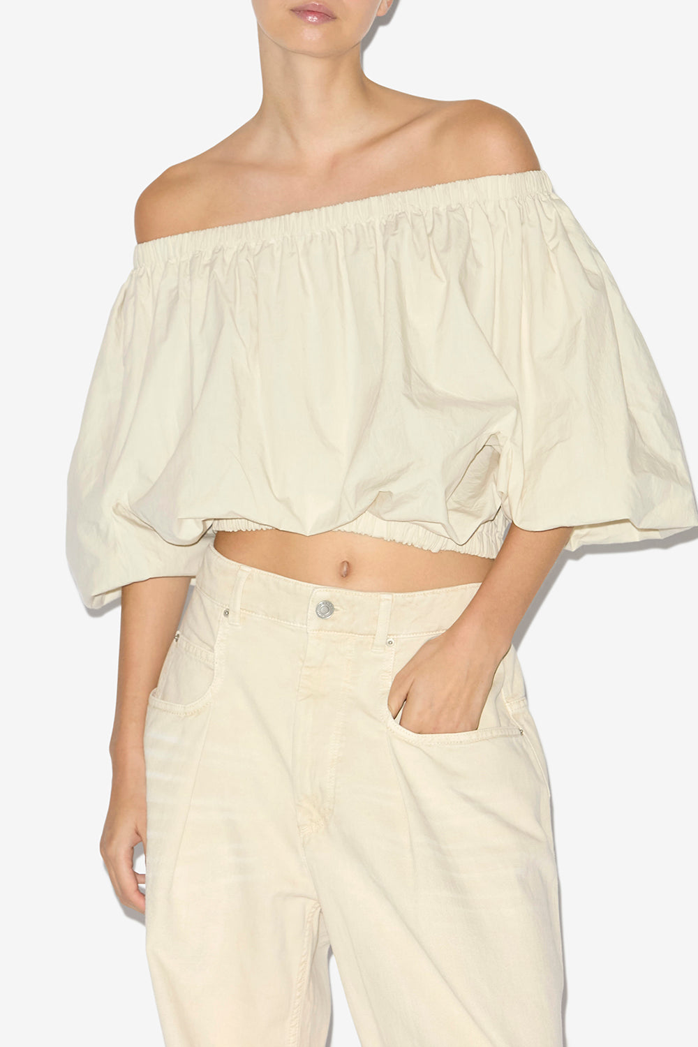 Top boule bertille en coton crispy - Écru - Woman - 4