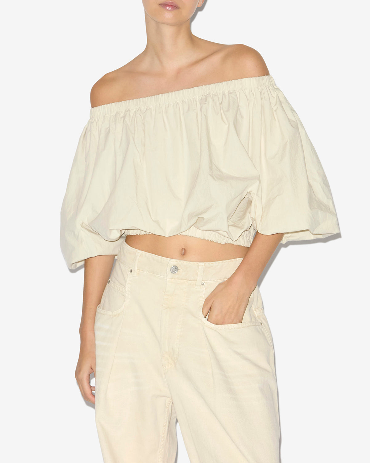 Top boule bertille en coton crispy - Écru - Woman - 3