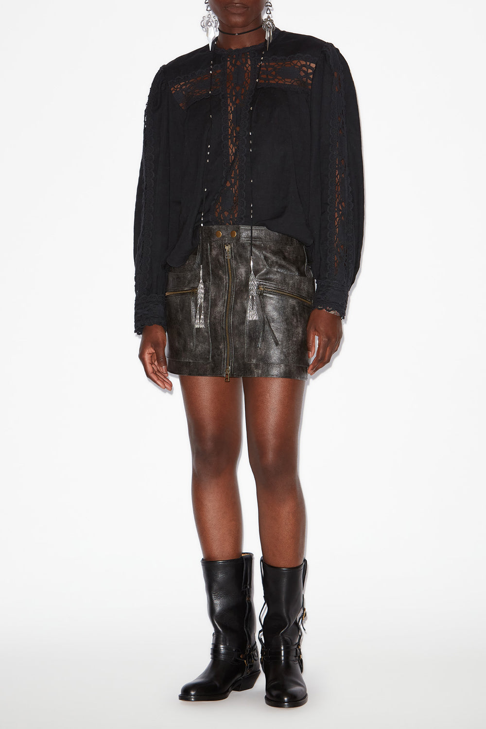 Blusa valmira in misto cotone e lino - Nero - Woman - 2