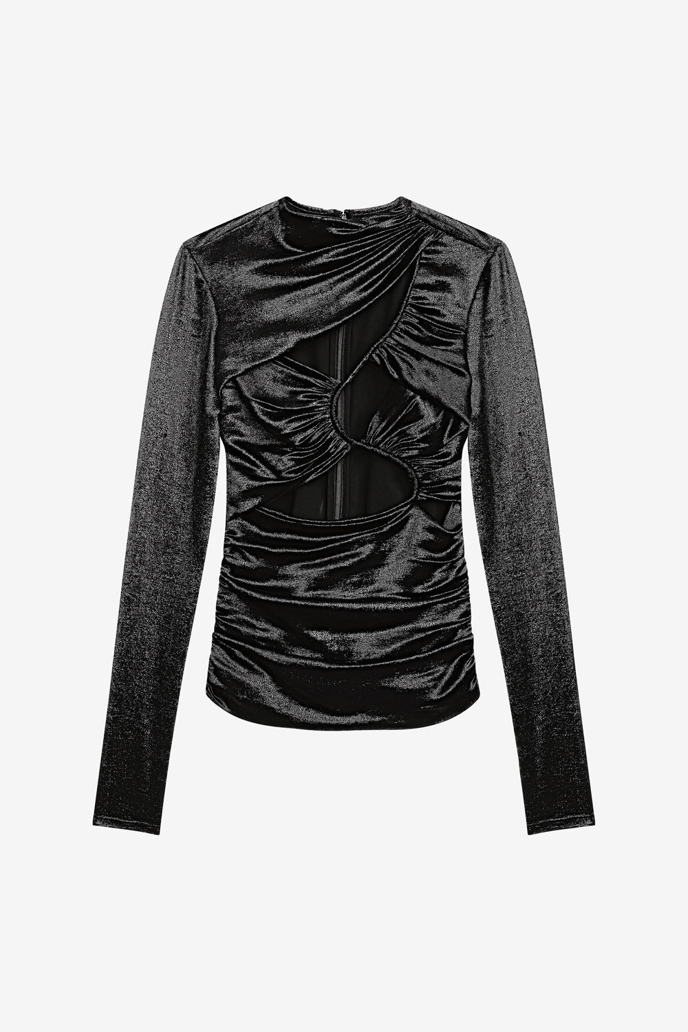 Top drapé rose en soie et lurex - Noir - Woman - 1